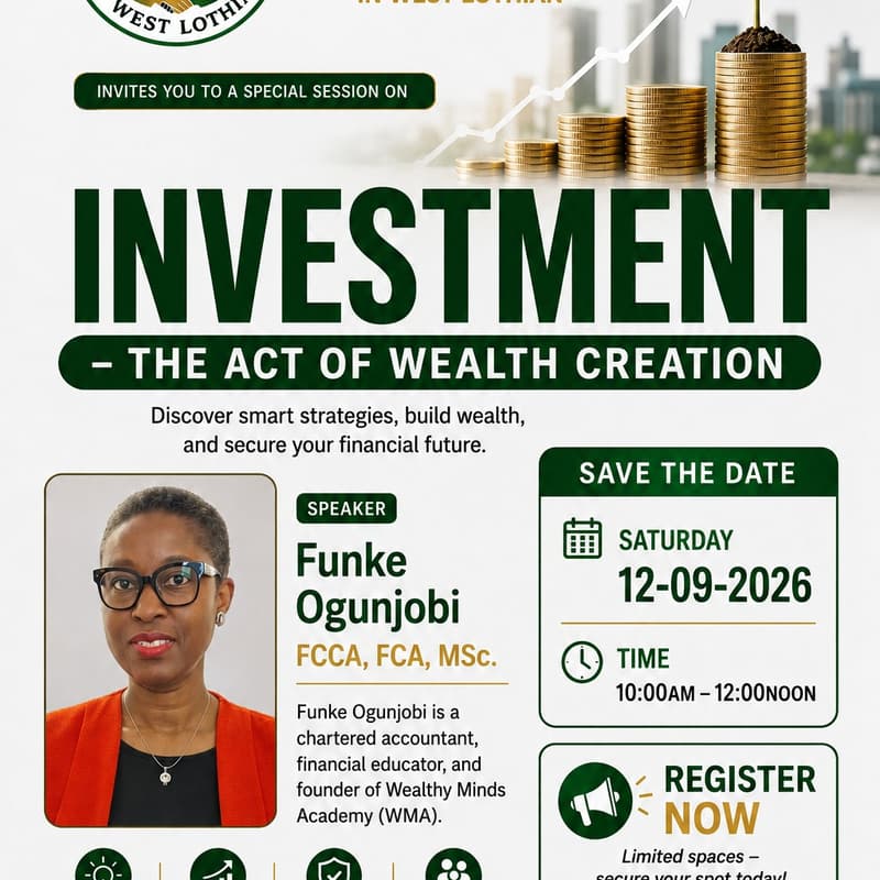 Cover Image for Nigerian Community in West Lothian Investment Seminar – The Act of Wealth Creation