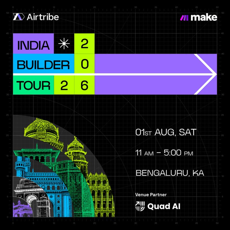 Cover Image for Let’s Create Our First AI Agent Together - Airtribe x Make - Bengaluru Edition