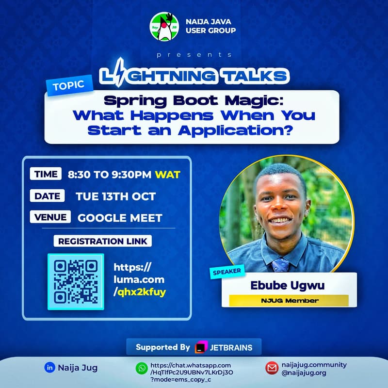 Cover Image for Spring Boot Magic: What Happens When You Start an Application?. Lightning Session with Ugwu Ebube