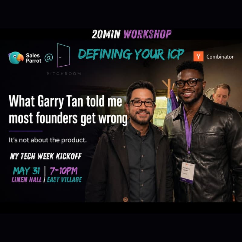 Cover Image for PitchRoom NYC: SDR Night & Revenue Growth Intelligence Workshop ft SalesParrot