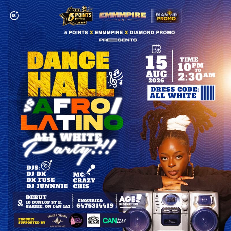 Cover Image for Dancehall vs Afro/Latino – All White Party