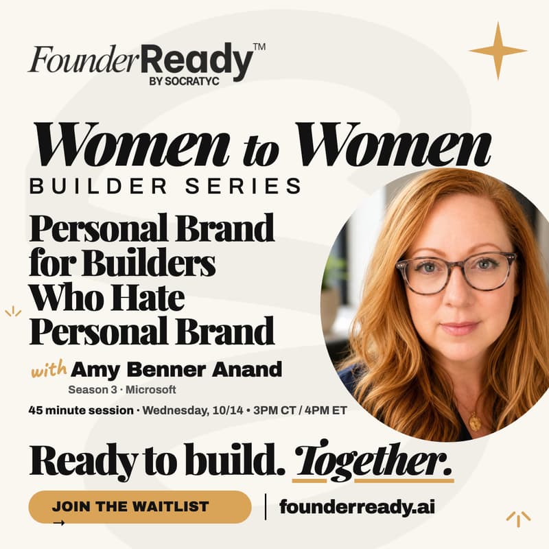 Cover Image for FounderReady by Socratyc Presents: Women for Women Builder Series with Amy Benner Anand