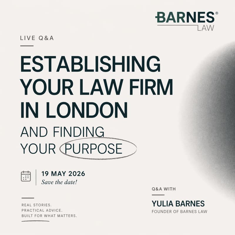 Cover Image for Establishing a law firm and finding your purpose with Yulia Barnes
