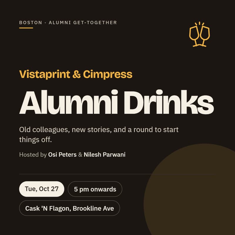 Cover Image for Vista/Cimpress Alumni Drinks Night