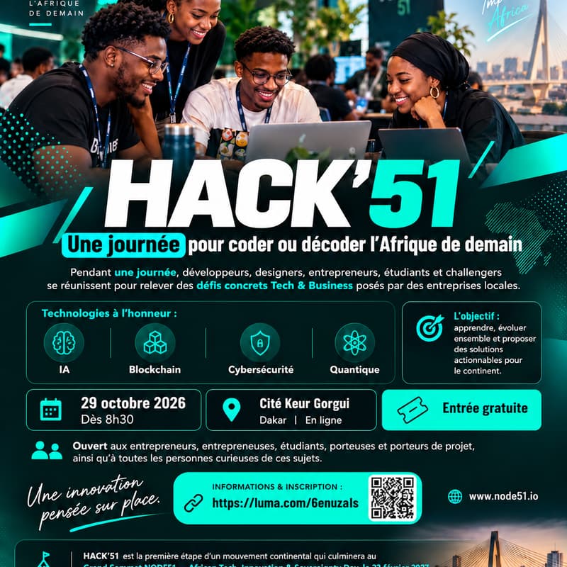 Cover Image for HACK'51 — Une journée pour CODER OU DÉCODER l'Afrique de Demain