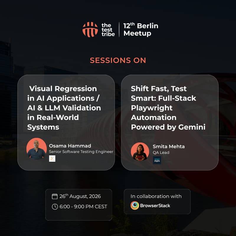Cover Image for AI Validation, Modern Automation & the Future of Quality Engineering | 12th Berlin Meet-Up