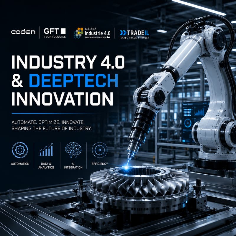 Cover Image for Meet Israeli Industry 4.0 & Deep-Tech Innovation at CODE_n together with GFT-Technologies and Allianz Industry 4.0 Baden-Württemberg