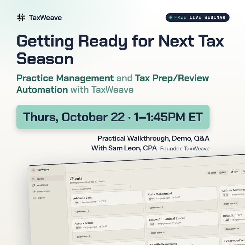 Cover Image for Getting Ready for Next Tax Season with TaxWeave