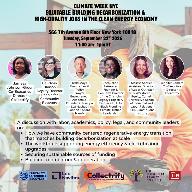 Cover Image for Climate Week NYC Equitable Building Decarbonization & High-Quality Jobs in the Clean Energy Economy