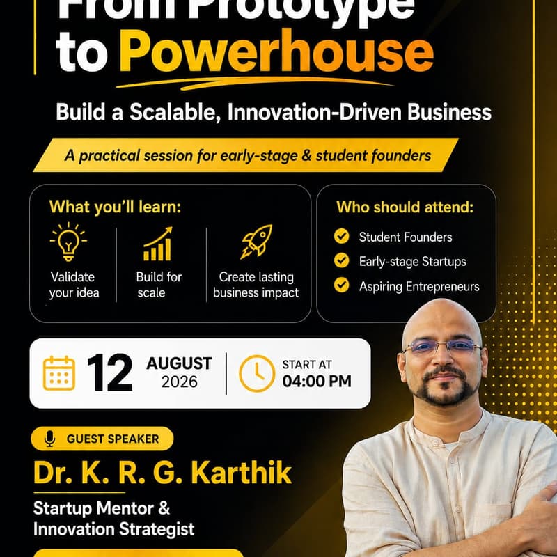 Cover Image for Webinar on "From Prototype to Powerhouse: Building an Innovation-Driven Business That Lasts"