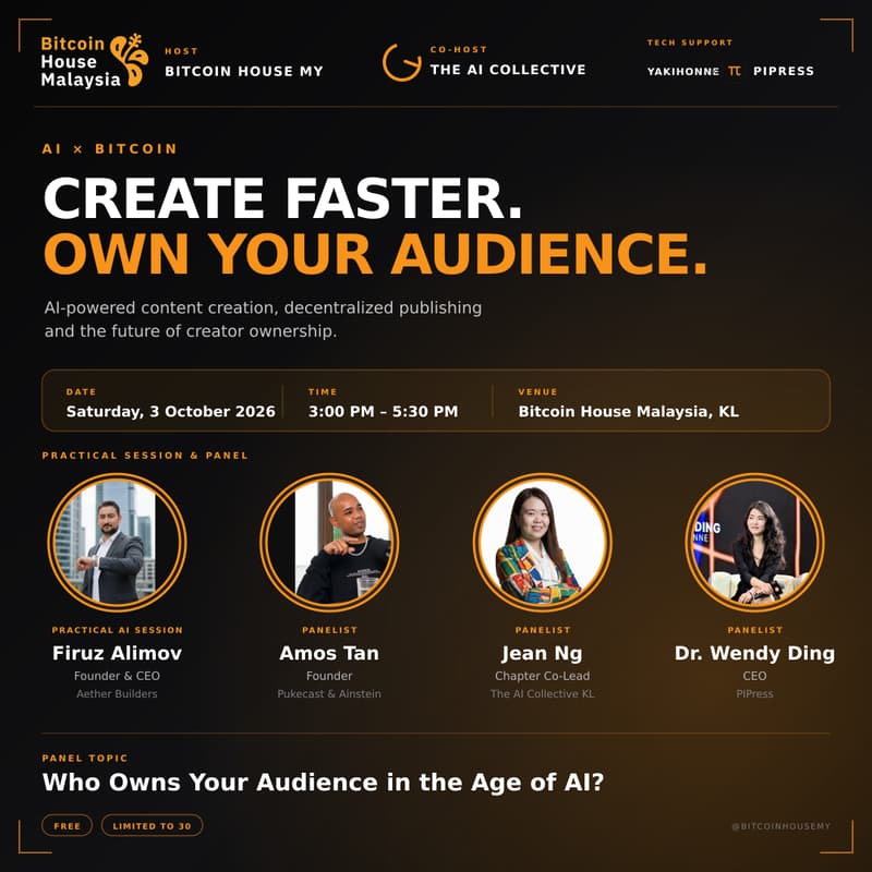 Cover Image for AI × Bitcoin: Create Faster, Own Your Audience