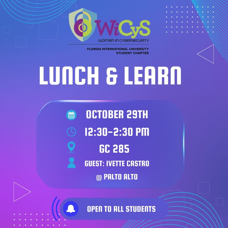 Cover Image for WiCyS Lunch & Learn w/ Ivette Castro from Palo Alto