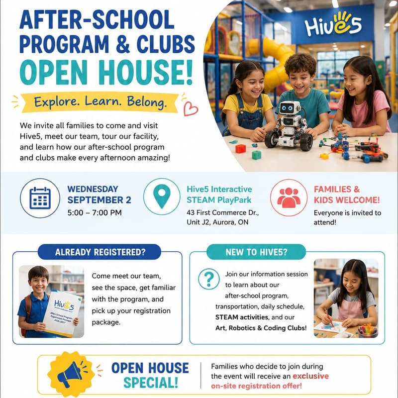 Cover Image for You’re Invited! Hive5 After-School & Clubs Open House
