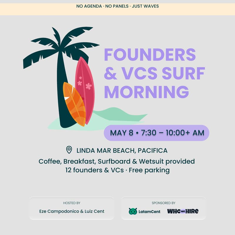Cover Image for Founders & VCs Surf Morning Linda Mar Beach, SF