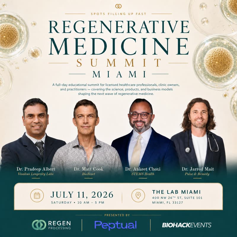Cover Image for Regenerative Medicine Summit Miami: Grow and Scale a leading Regenerative Medicine Practice