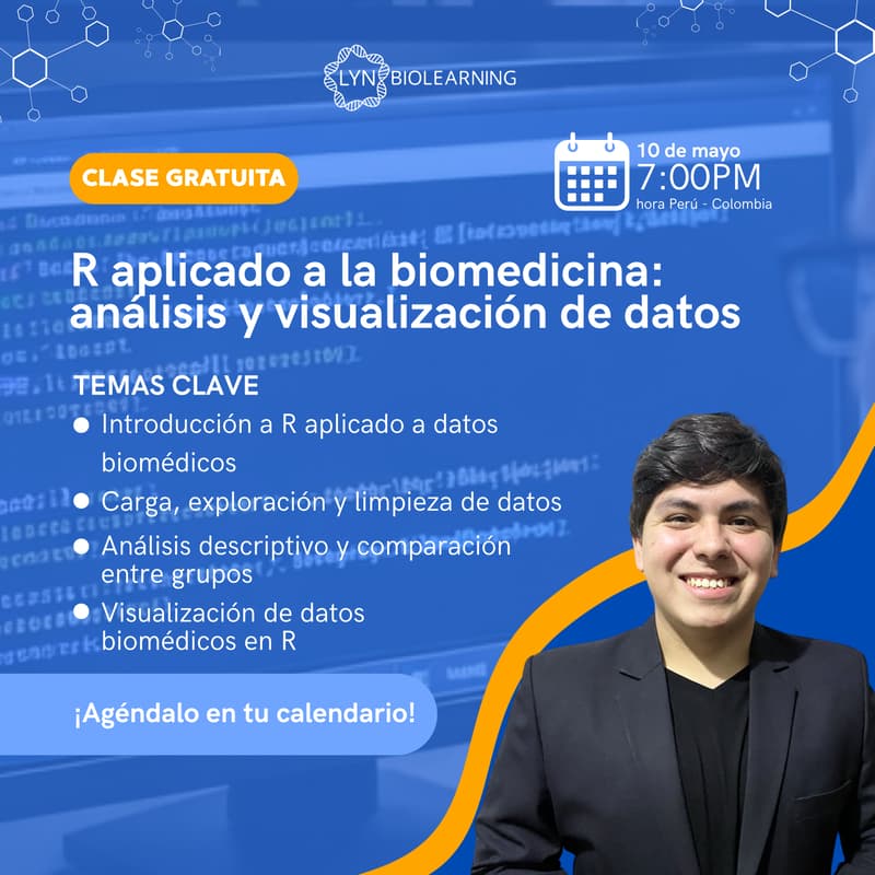 Cover Image for 🧬 Clase Gratuita: R aplicado a la biomedicina: análisis y visualización de datos