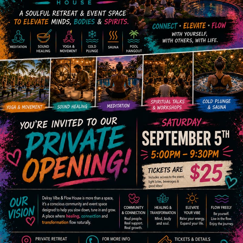Cover Image for Delray Vibe & Flow House Private Opening