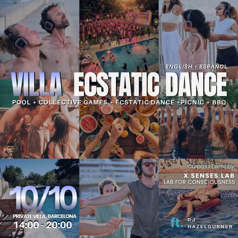 Cover Image for 🎧💃VILLA ECSTATIC DANCE (English + Español) Private Villa POOL. NATURE. TANTRA. FRIENDS. BBQ. 🎠🪩