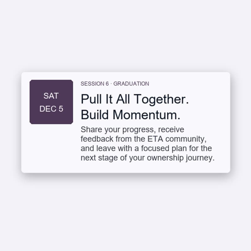 Cover Image for ETA HUB: Session 6 - Pull It All Together. Build Momentum.