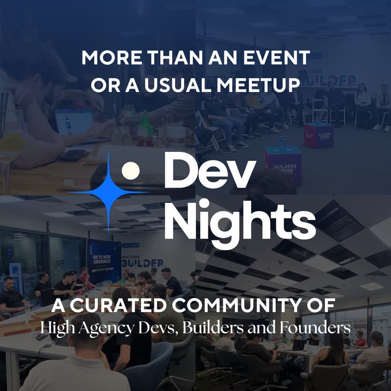 Cover Image for DevNight#10 - Building with AI, Startups and more