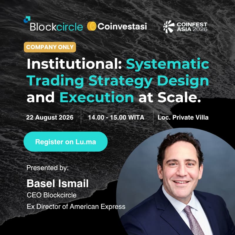 Cover Image for INSTITUTIONAL CRYPTO TRADING WORKSHOP: Systematic Trading Strategy Design and Execution at Scale | COMPANIES ONLY | Coinfest 2026