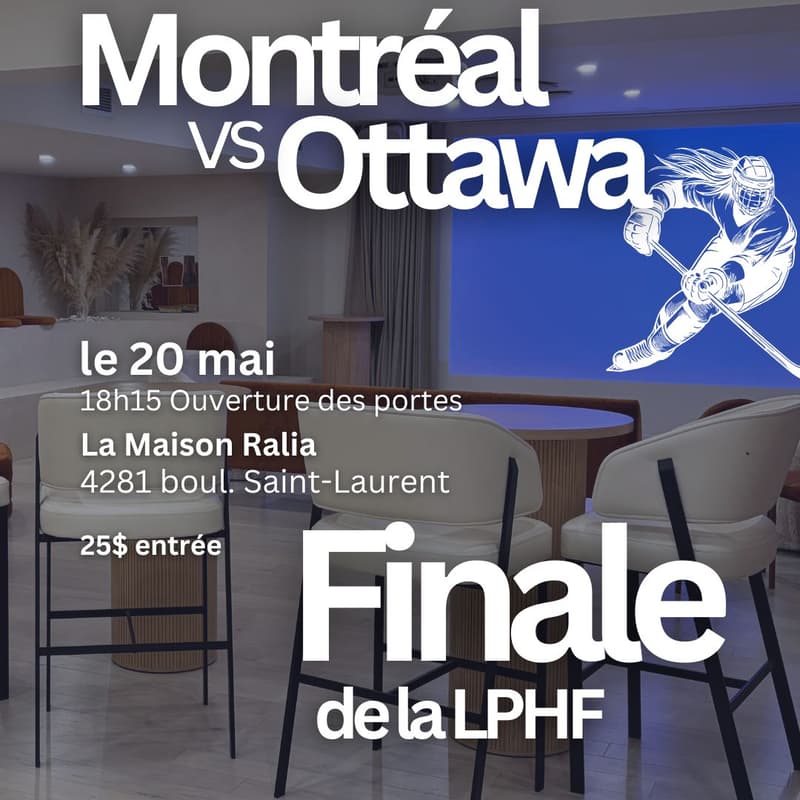 Cover Image for Watch Party PWHL Finals * Montréal Ottawa Matchup * Match 4 Séries éliminatoires LPHF