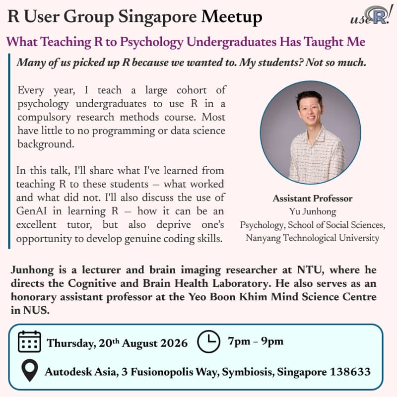 Cover Image for R User Group Meetup - Thursday 20 August 2026