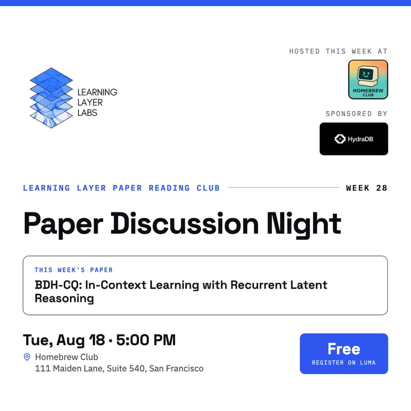 Cover Image for Learning Layer Paper Reading Club - Week 29 - HippoRAG: Neurobiologically Inspired Long-Term Memory for Large Language Models