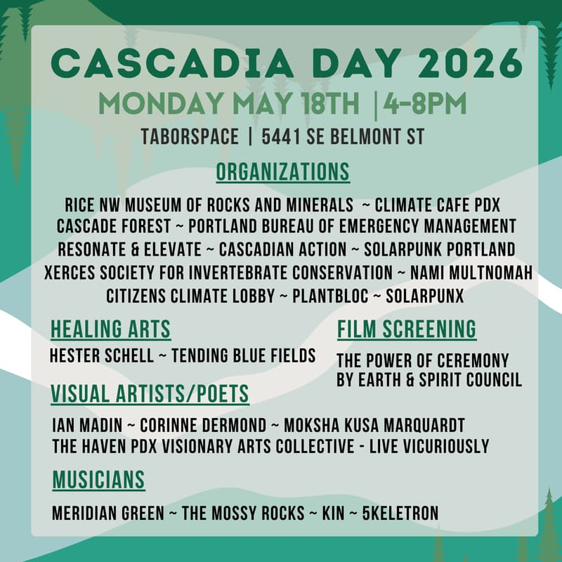 Cover Image for Cascadia Day Portland 2026 for bioregional community resilience-building