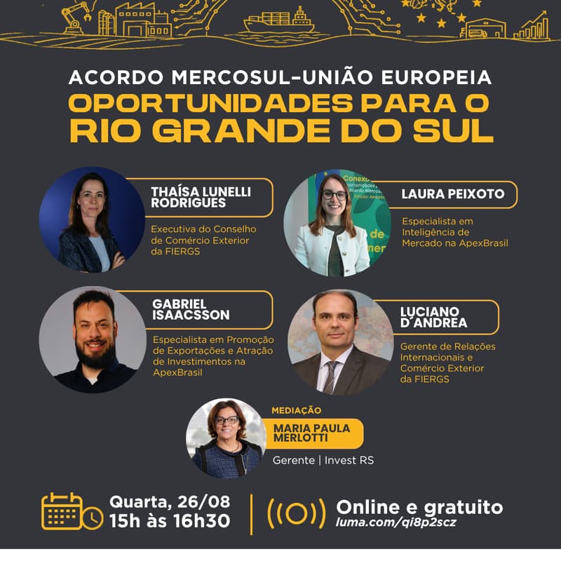 Cover Image for Webinar | Acordo Mercosul–União Europeia: oportunidades para o Rio Grande do Sul