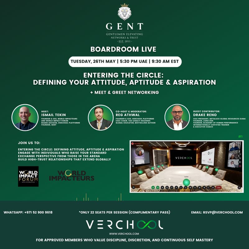 Cover Image for GENT – Boardroom Live #1 | Entering the Circle: Defining Your Attitude, Aptitude & Aspiration