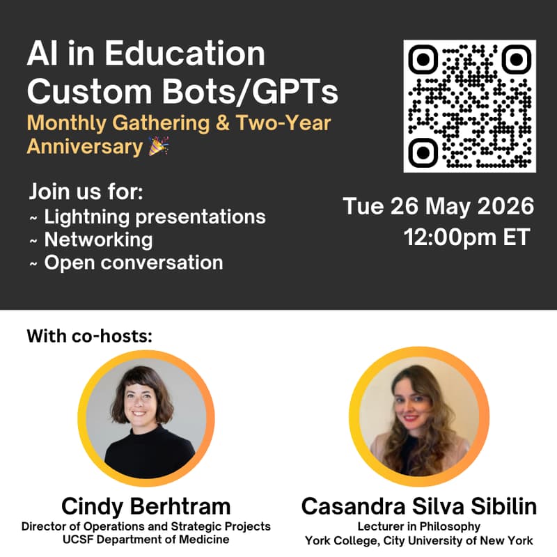 Cover Image for AI in Education Custom Bots/GPTs Monthly Gathering