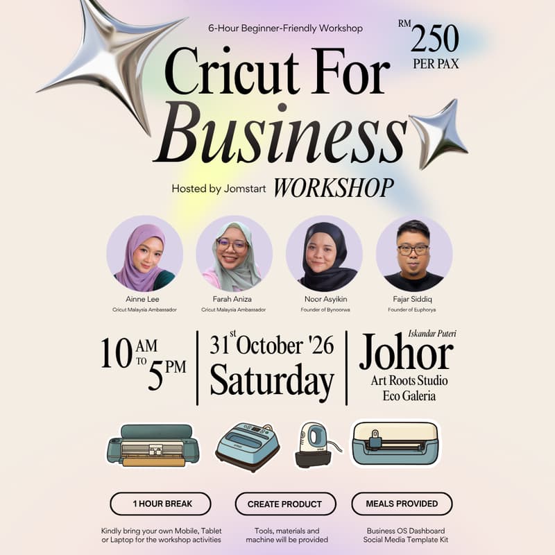 Cover Image for 6hours Workshop: Cricut For Business by Jomstart.com