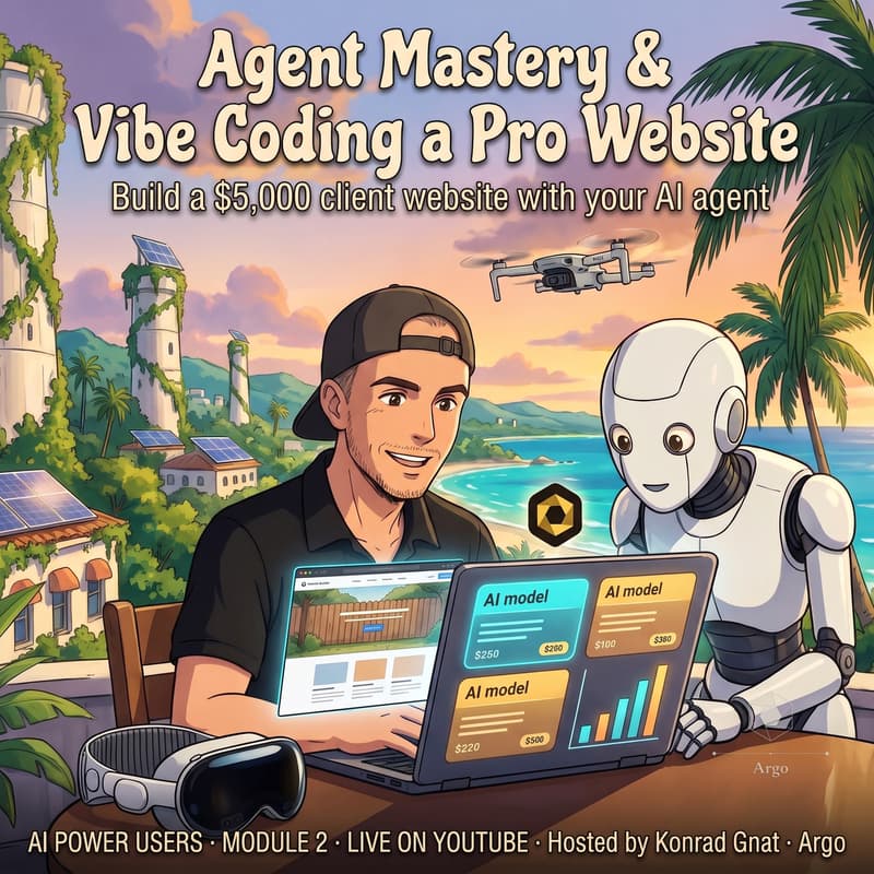 Cover Image for AI Power Users · Module 2 — Agent Mastery and Vibe Coding a Pro Website (Live, Free)