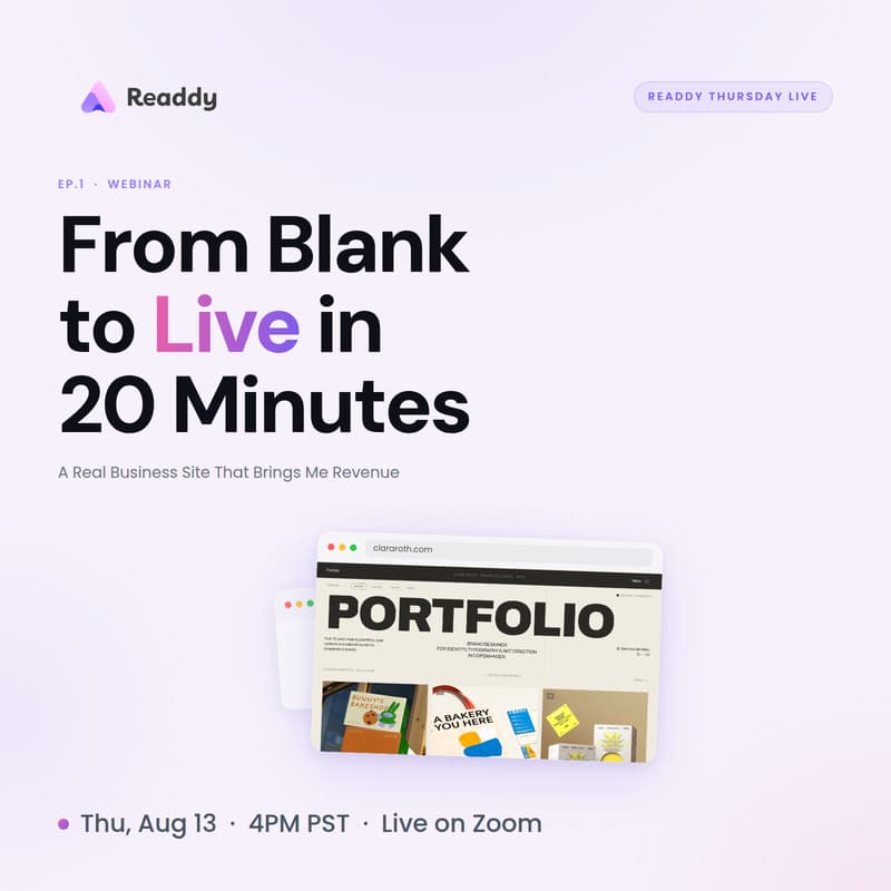 Cover Image for Readdy Webinar: From Blank to Live in 20 Minutes