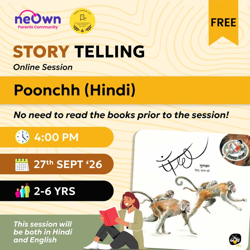 Cover Image for FREE Storytelling Session: Poonchh (Hindi) (2-6 Years)
