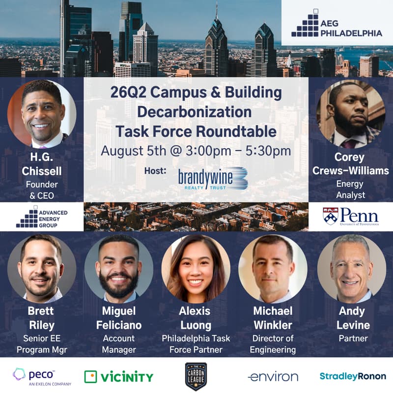 Cover Image for AEG Philadelphia 26Q2 Campus & Building Decarbonization Task Force Roundtable