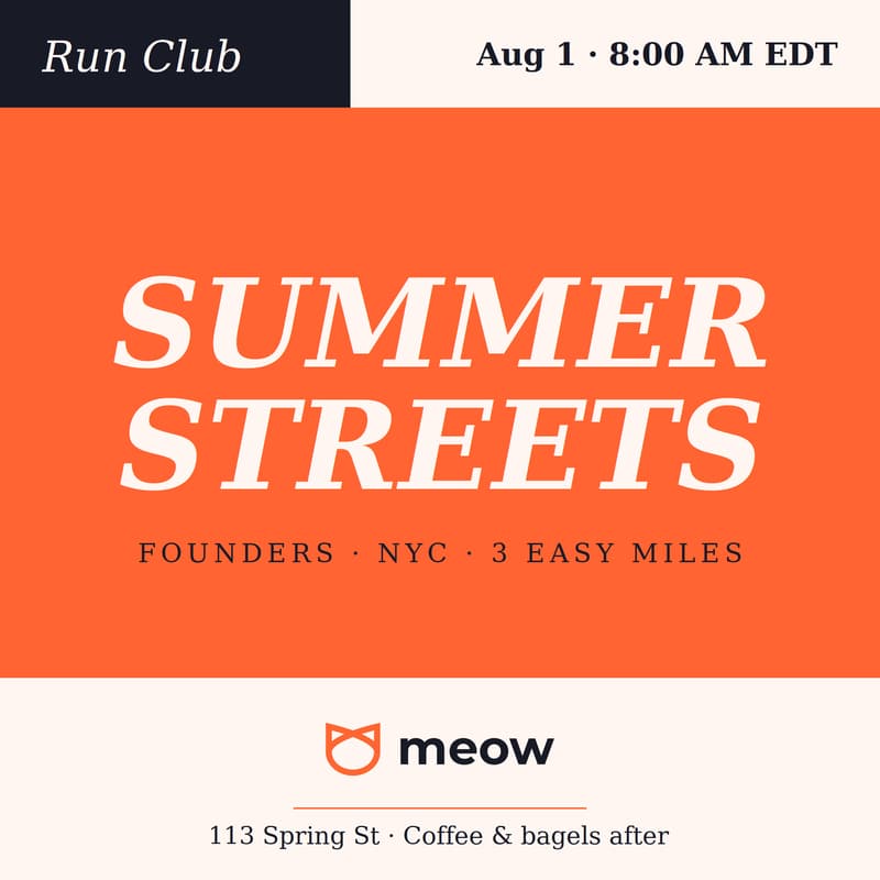 Cover Image for Meow Founders & Networking Run Club