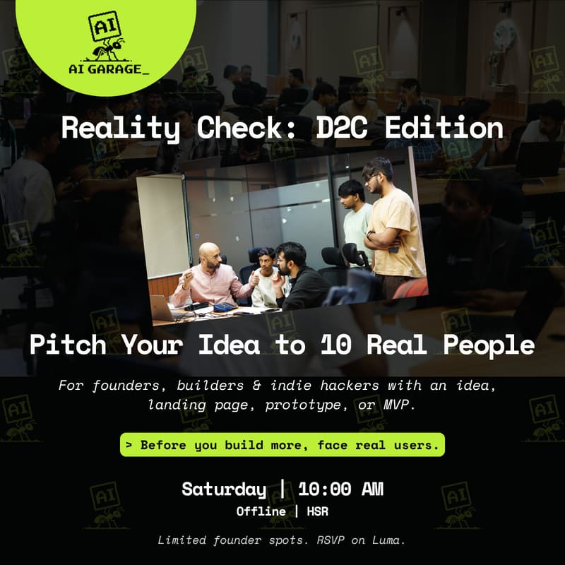 Cover Image for Reality Check: Pitch Your Idea to 10 Real People [D2C Edition]