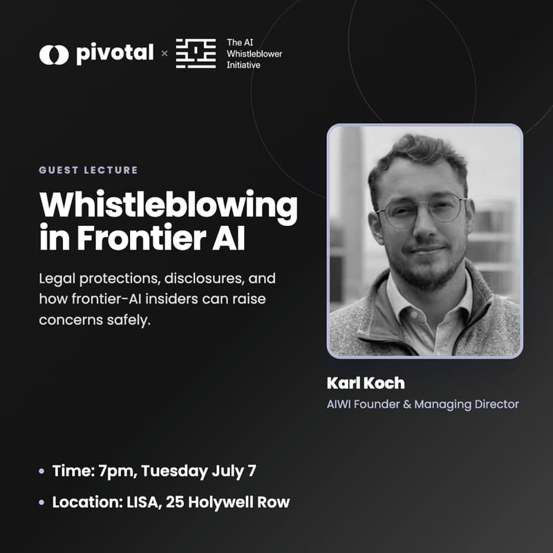 Cover Image for PIVOTAL X AIWI - Whistleblowing in Frontier AI
