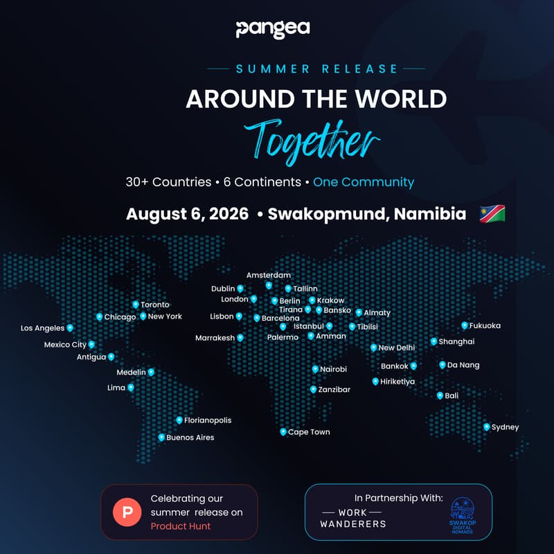 Cover Image for ๐ณ๐ฆ Swakopmund (Namibia) - Pangea Product Hunt Launch