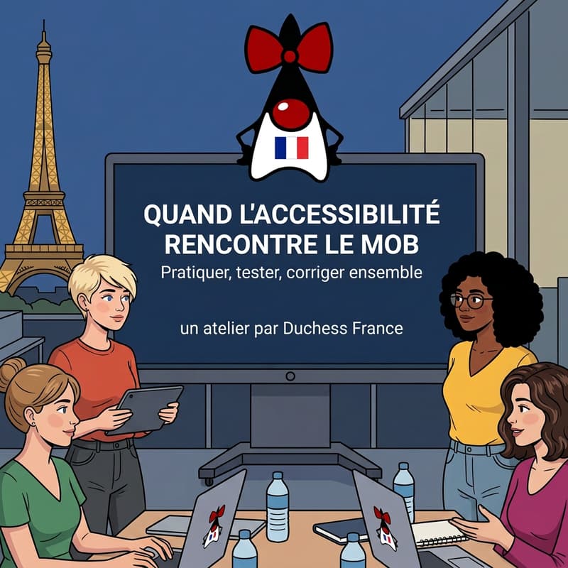 Cover Image for Atelier "Quand l'accessibilité rencontre le Mob : pratiquer, tester, corriger ensemble"