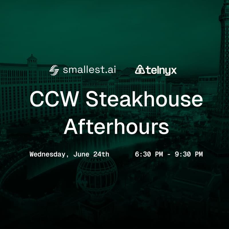 Cover Image for CCW Steakhouse Afterhours with Smallest.ai & Telnyx | Las Vegas 2026