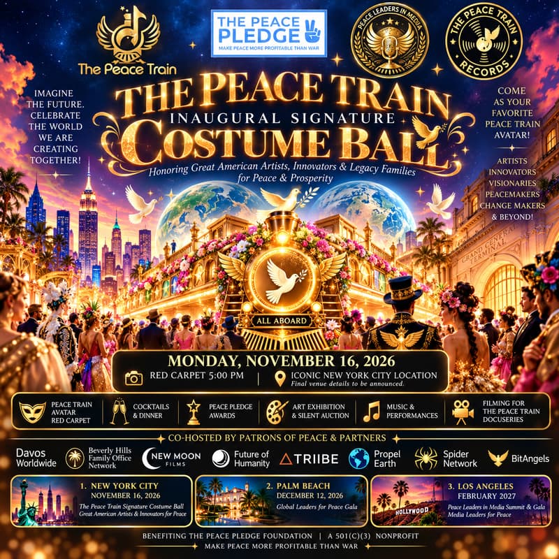 Cover Image for β¨The Peace Train Inaugural Costume Ball: Honoring Great American Artists & Innovators for Peace & Prosperityβ¨
