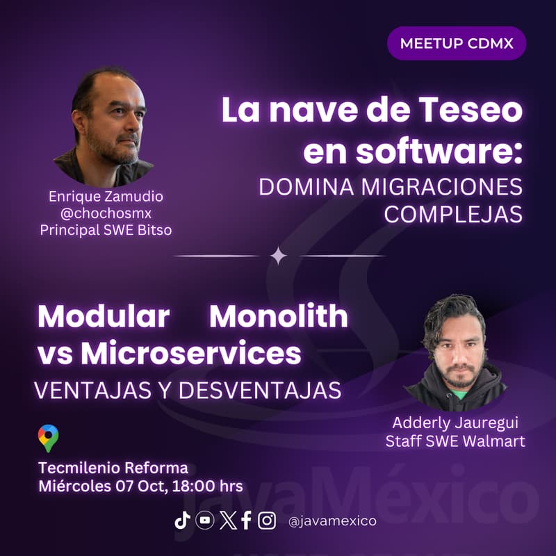 Cover Image for Modular Monolith vs Microservicios y La Nave de Teseo en Software - Meetup javaMéxico