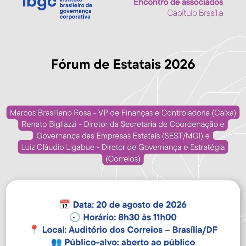 Cover Image for Fórum de Estatais 2026 - IBGC Brasília