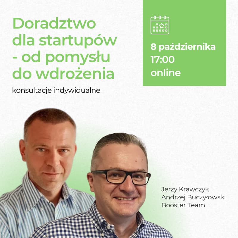 Cover Image for Doradztwo dla start-upów. Od pomysłu do wdrożenia - konsultacje indywidualne on-line.