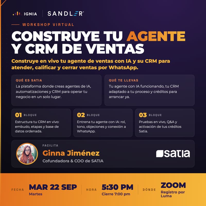 Cover Image for Workshop: Construye tu Agente de ventas y CRM con SATIA