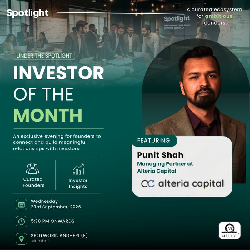Cover Image for Investor of the Month featuring Punit Shah, Managing Partner- Alteria Capital