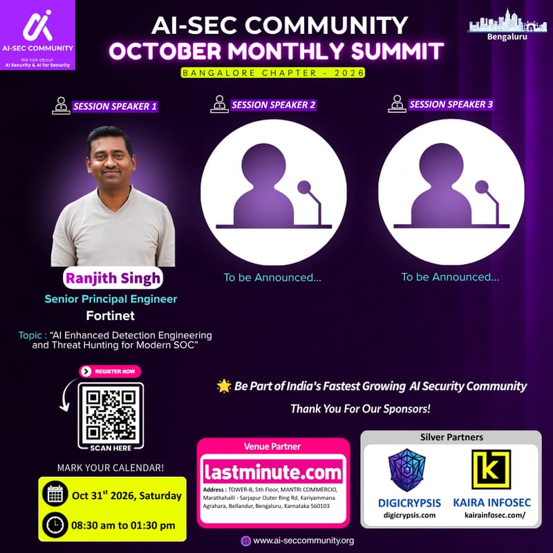 Cover Image for 💜AI-SEC COMMUNITY October Summit | Bangalore Chapter 2026